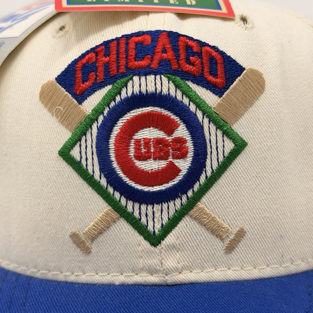 Vintage 1991 Chicago Cubs Snapback Hat The Game Cream Blue NWT Limited‎ - Picture 3 of 16